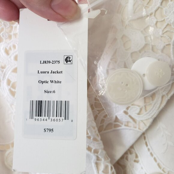 NEW LoveShackFancy Luara Cotton Doiley Lace Blazer Jacket White Bridal Coquette - Picture 6 of 16